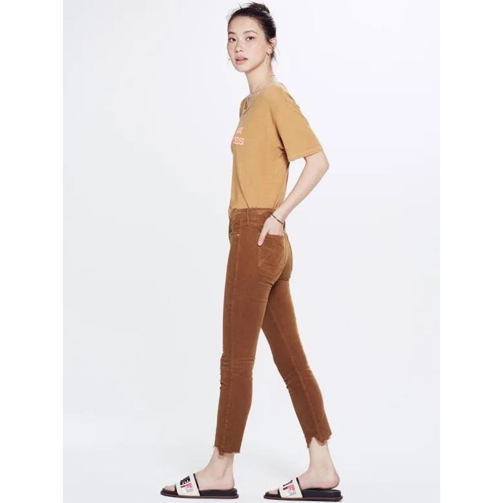 Mother Okra Brown Corduroy Stretch Fall High Waisted Looker Ankle Chew Pants 27